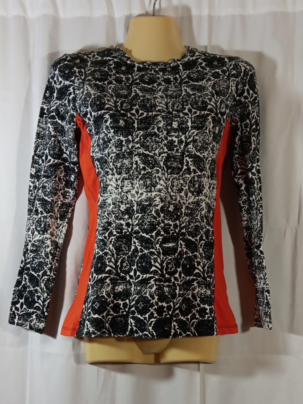 Narciso Rodriguez Womens XS Knit Top Black Floral Long Sleeve